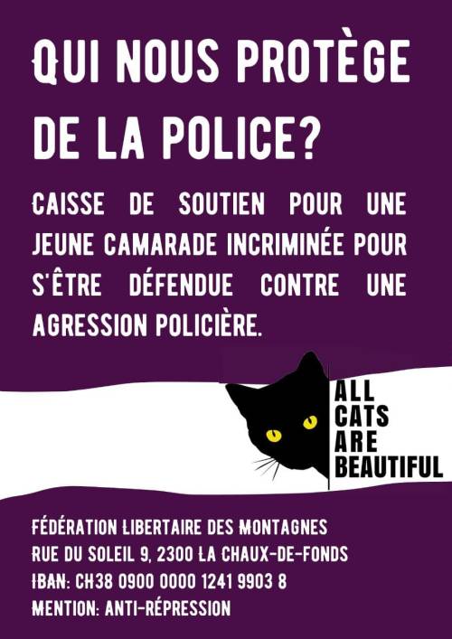 Solidarité avec une jeune camarade victime de violences policières