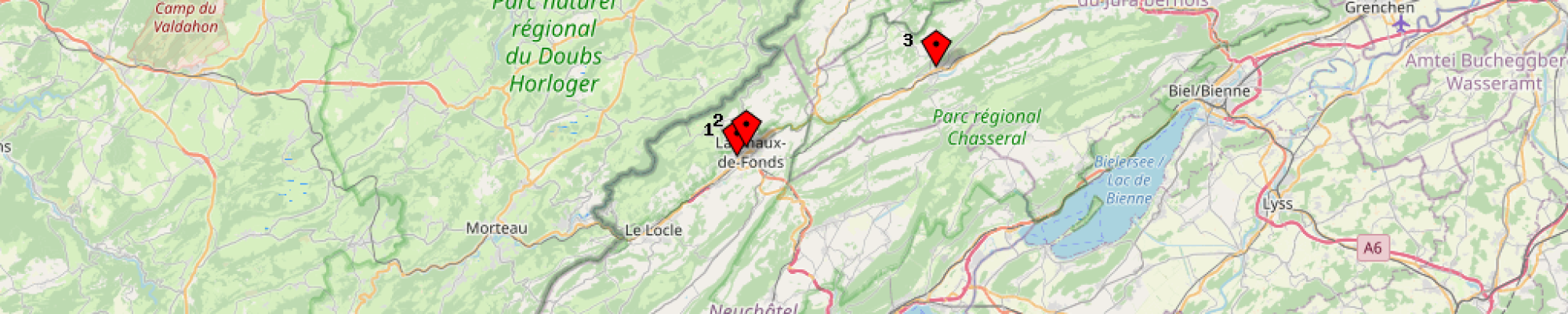 Cette carte indique le Vostok et les places de parc à proximité 